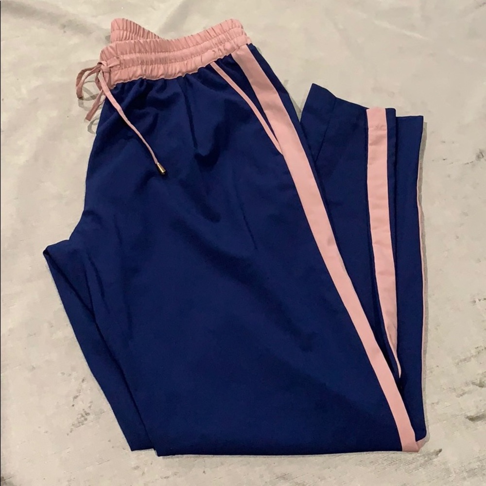 Naked Zebra blue and nude drawstring joggers